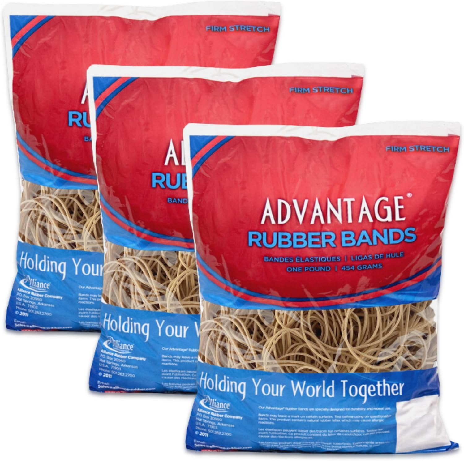 Alliance Advantage Rubber Bands, Size #19 (3-1/2" x 1/16"), Bulk Pack Contains 3-1 lb. Bags, Approx. 3750 Bands, Natural Crepe (26194-3PK)