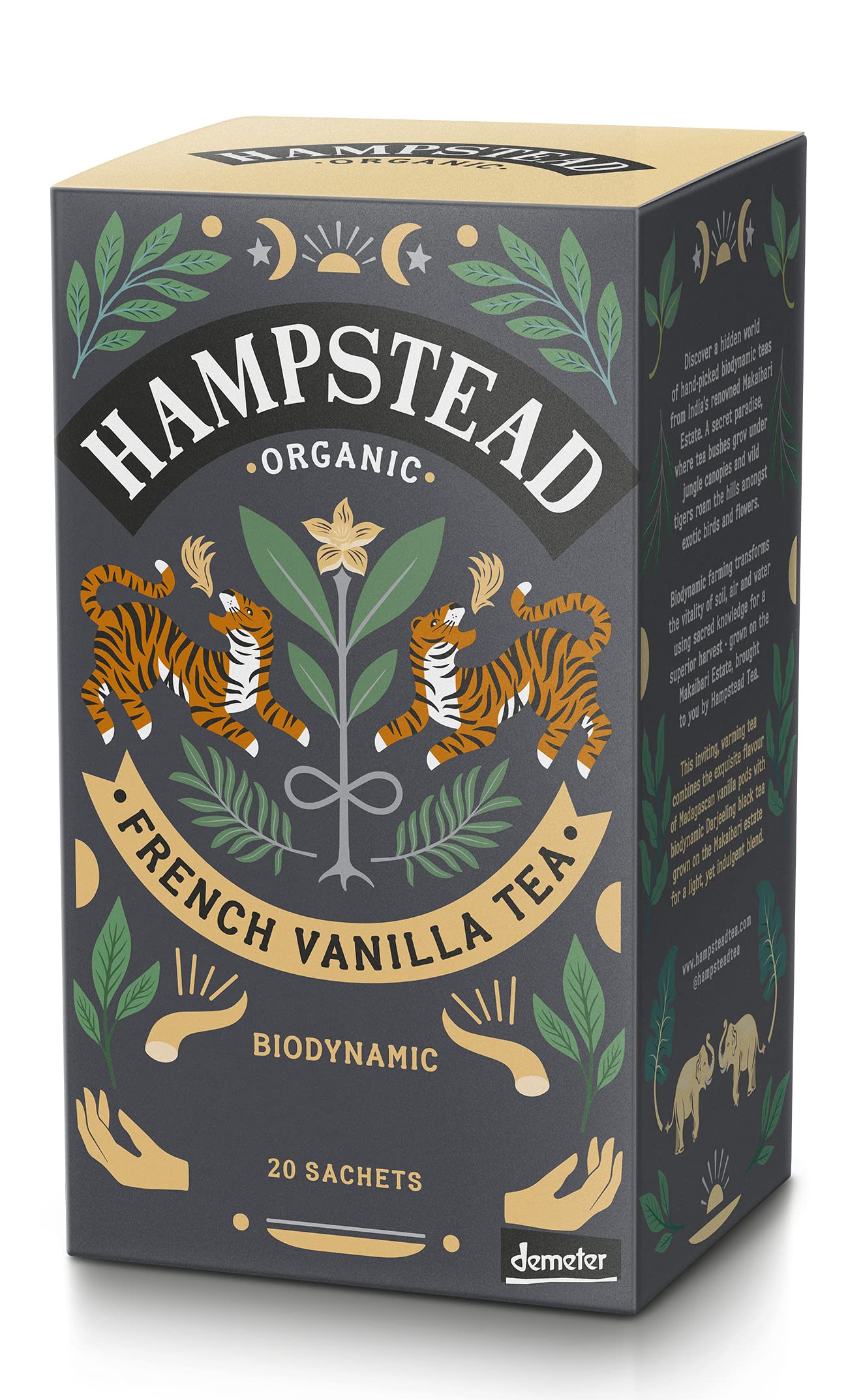 Hampstead Organic French Vanilla Tea Sachets (Pack of 4, Total 80) | Plastic Free | 100% Organic