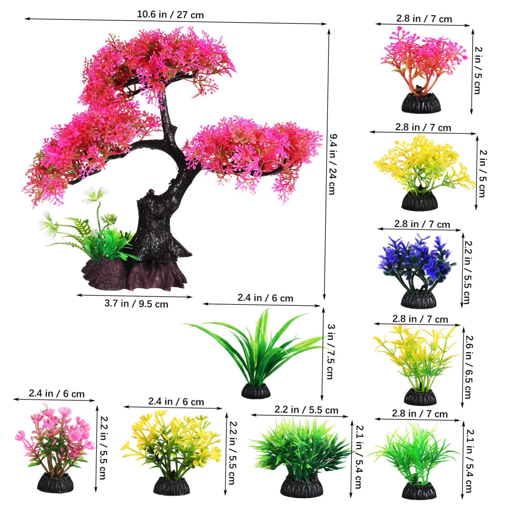 Toyvian 30 Pièces Aquatique en Plastique Pin Décorations D'Aquarium Betta Décor D'Aquarium Fausses Plantes pour Aquarium Plantes Décor