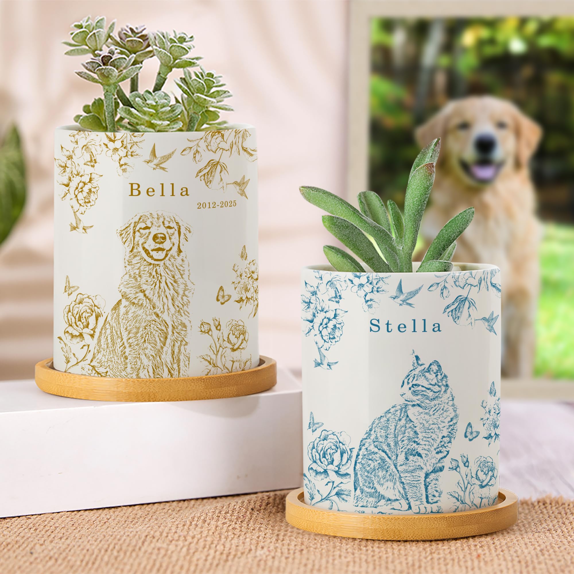 Personalised Pet Memorial Plant Pot with Photo Name Date, Custom Sympathy Gift for Dog Cat Loss, Passing Away Gift for Pet Owner โ image 1