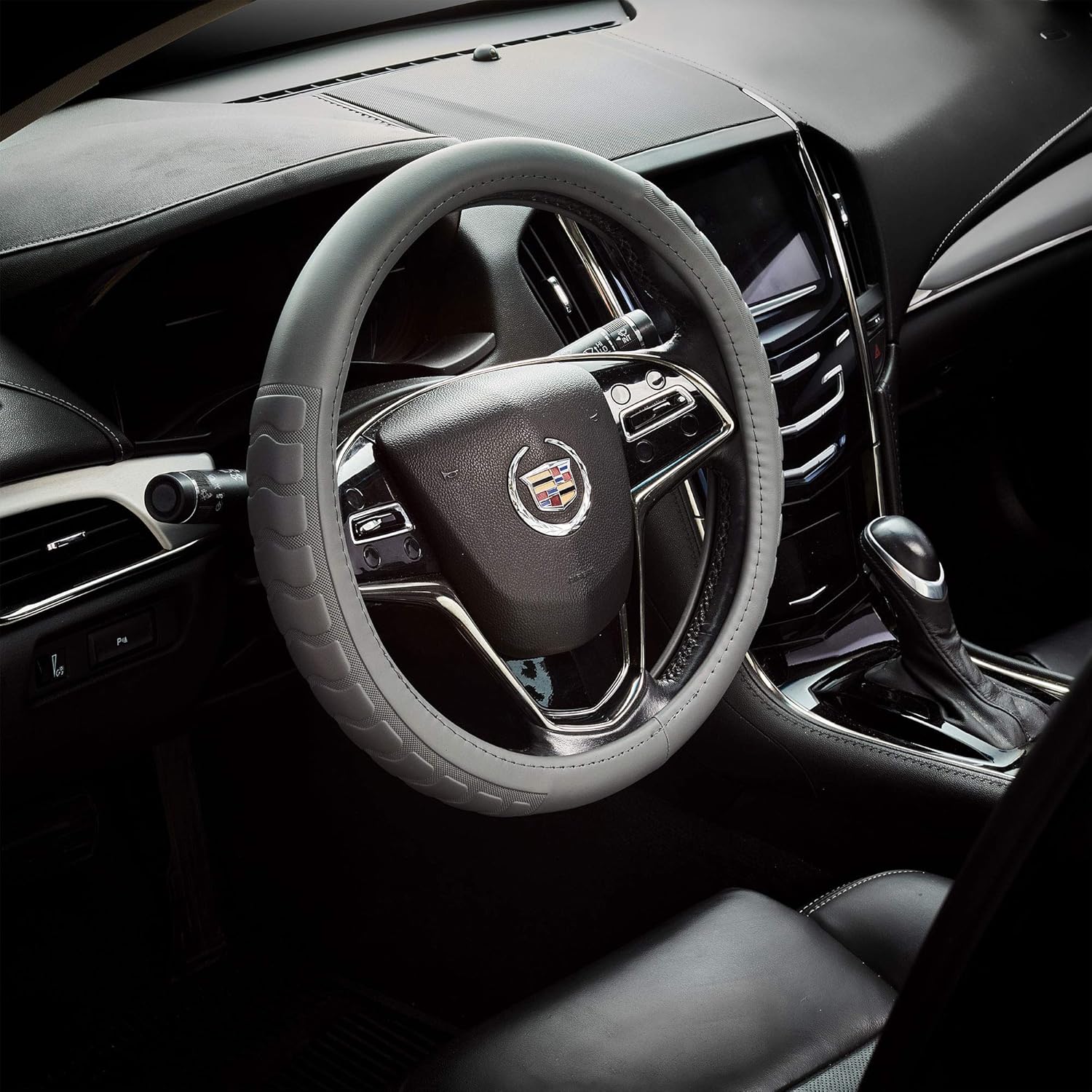 FH Group Steering Wheel Cover Microfiber Embossed Leather Will Fit Most Cars, and SUVs Standard Size 14.5” – 15.5” Gray