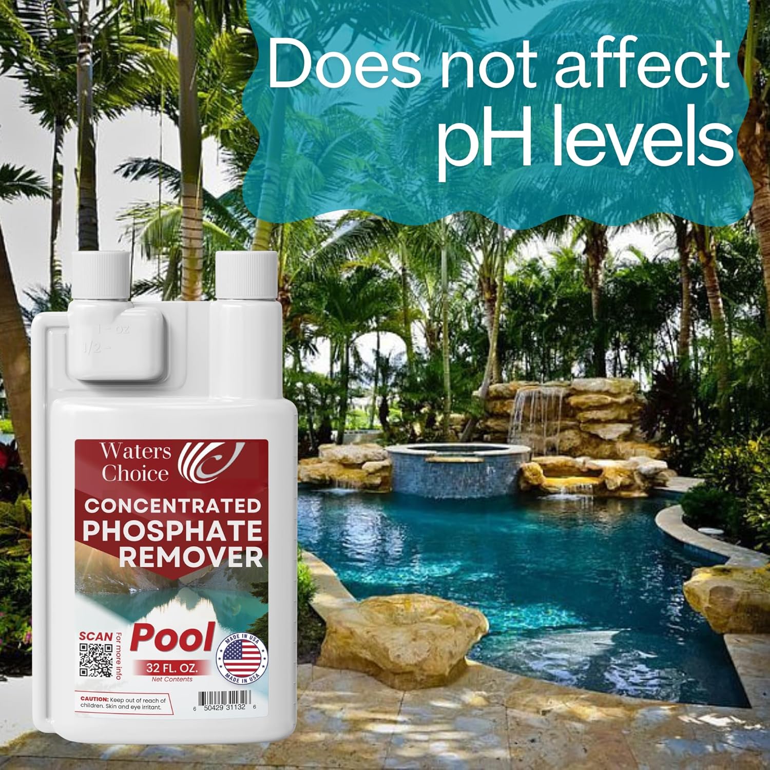 Waters Choice Concentrated Pool Phosphate Remover - 32 oz - Maximum Strength, Fast-Acting Solution for Eliminating Phosphates in Pools