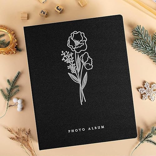 Miniatura 5 de Lanpn Álbum de fotos de 9 x 12 pulgadas, tapa dura de lino, sin ácidos, bolsillo de carga superior, libro de fotos con fundas que sostiene 52