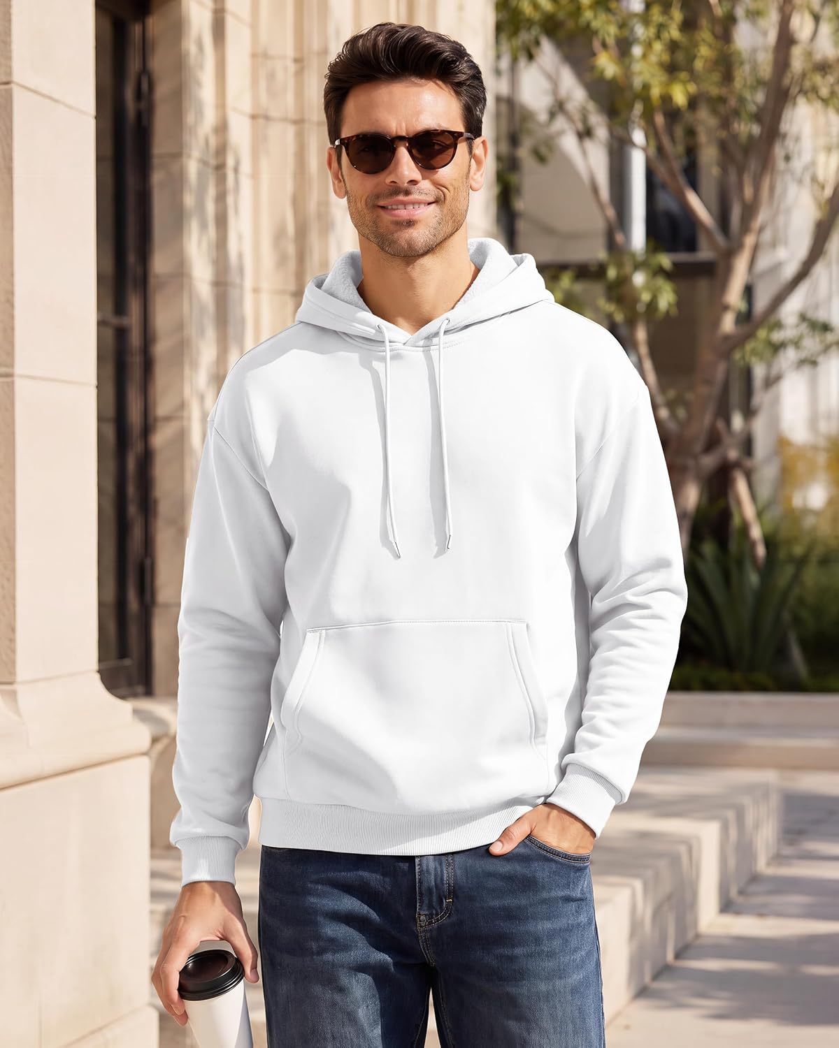 Men's Fleece Lined Hoodie Cotton Midweight Hooded Sweatshirt image 2