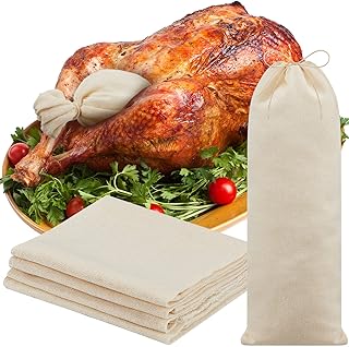 4 Pcs Turkey Stuffing Bags, Turkey Bag for Kitchen, Home, Thanksgiving Day Gifts, White