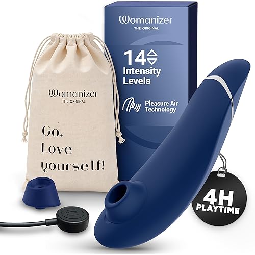 Womanizer Premium 2 Clitoris Vibrator for Women | Clit Sucker Adult Toys | Vibrating Adult Sex Toy | Clit Stimulator for Woman with 14 Suction Speeds | Waterproof Clitoral Stimulation Massager | Blue