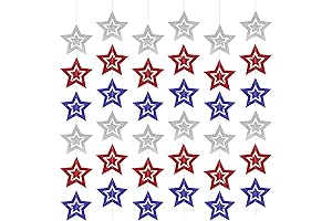 12 Strands Patriotic Star Streamers for Unforgettable Independence Day Parties