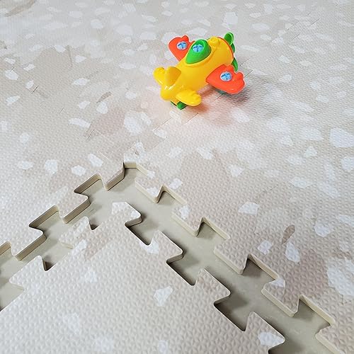 Miniatura 3 de Tapete de juego de espuma suave prémium para bebé, 5.5 x 3.9 pies, fácil de limpiar, 0.5 pulgadas de grosor, diseño moderno de terrazo para salas de