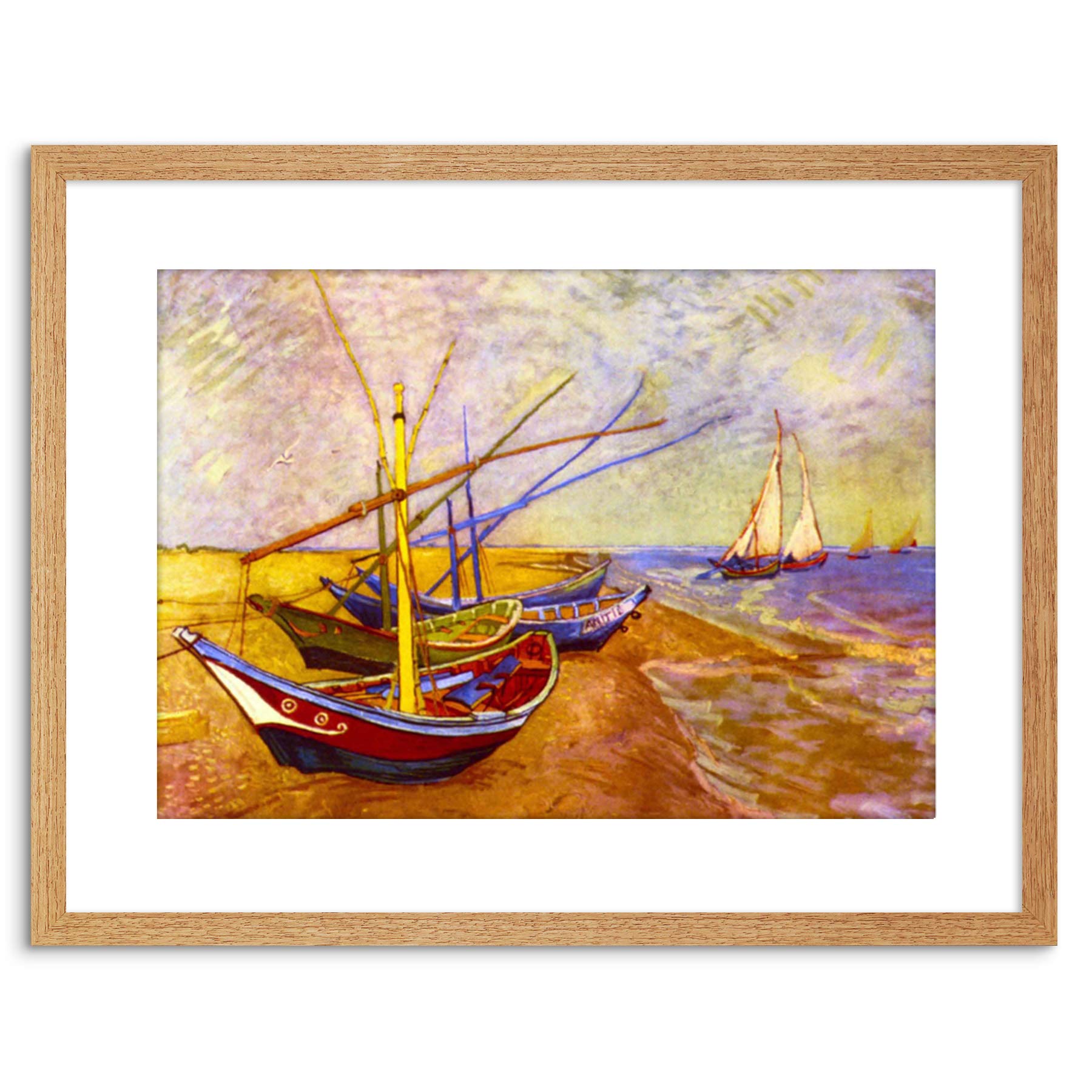 Wee Blue Coo Painting Van Gogh Boats Saintes-maries Framed Wall Art Print