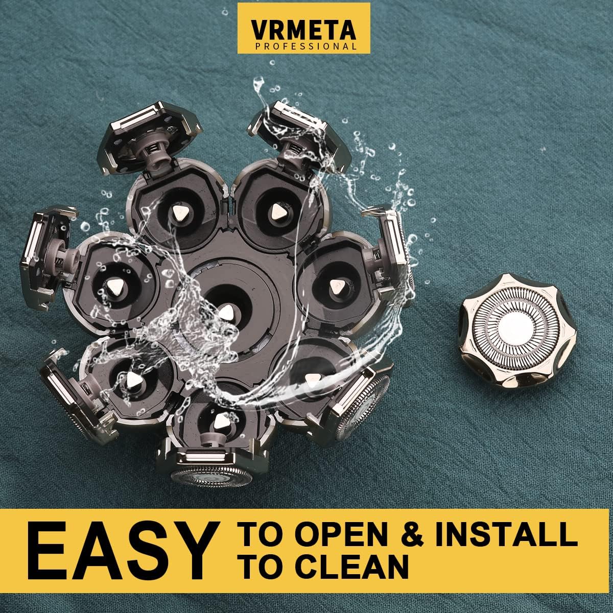 Head Shaver Replacement Head Floating Shaver Blades 8D Sharp Stainless Steel Men's Electric Shaver Replacement Heads fo blad Man (8 Heads (Silvery) - Image 6