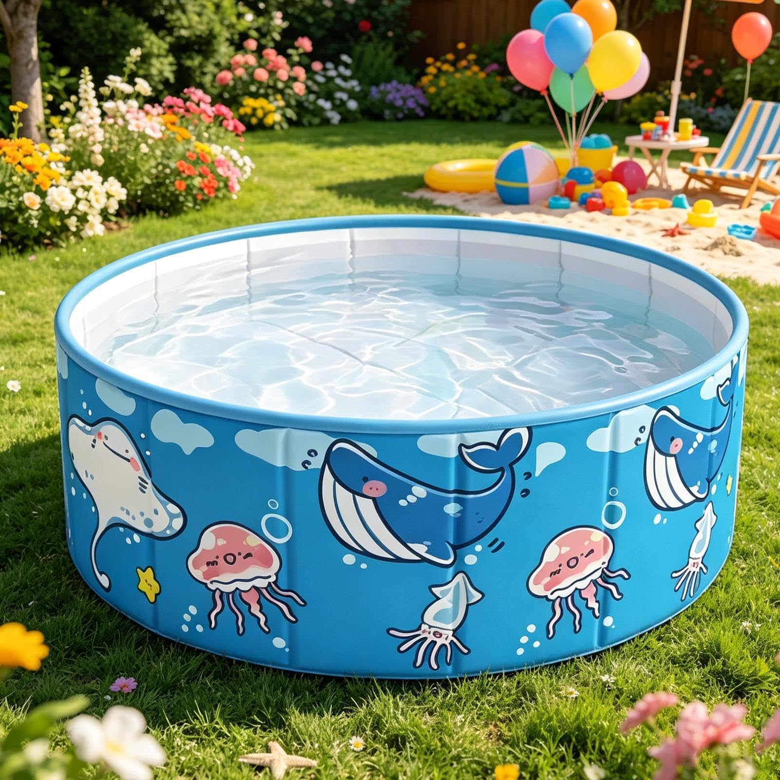 Piscina Infantil para Niños Bañera Portátil de Agua para Jugar | Piscina Portátil y Bañera de Perros para Exterior Jardín Suelo Playa Parque Verano Adultos Niños Familia Mascotas
