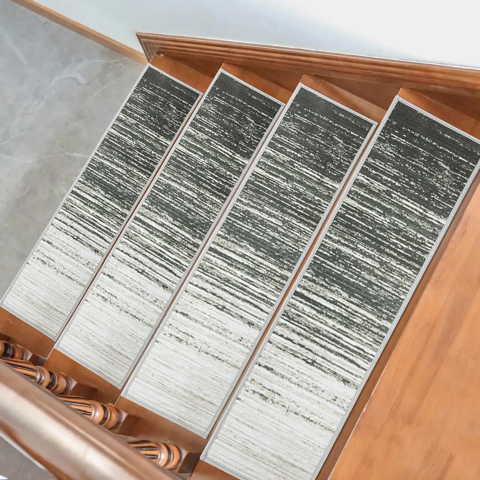 HOMBYS Non-Slip Carpet Stair Treads for Wooden Steps Set of 15, 30"x8" Indoor Stair Runner with self-Adhesive Bottom, Extra Slip Resistant Stair Safety Mats for Dogs, Kids & Elders