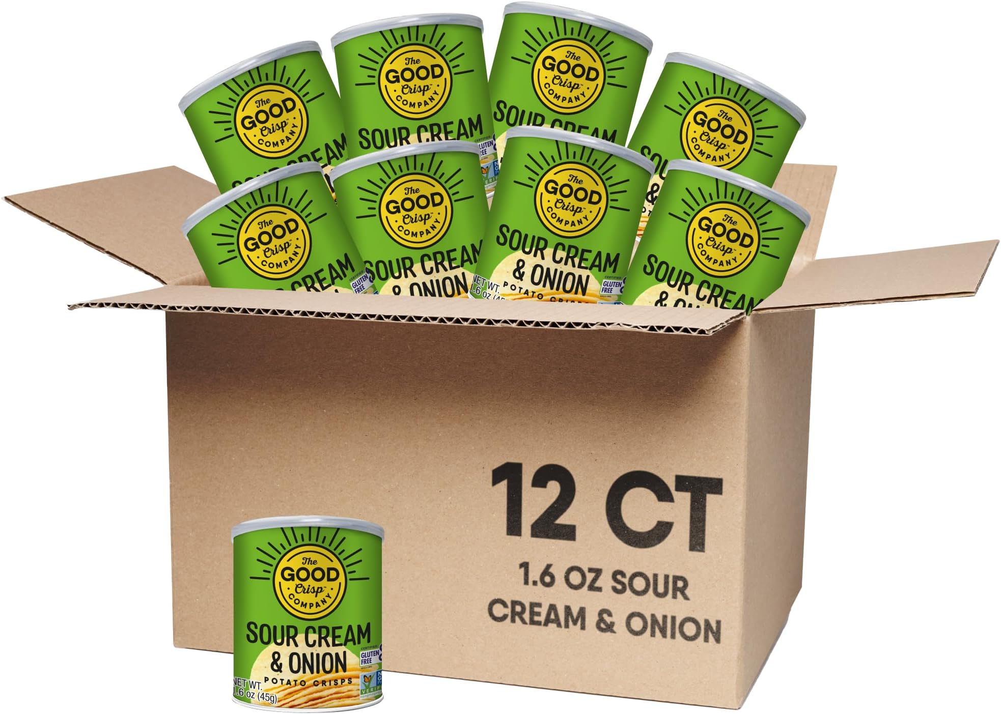 The Good Crisp Company, Good Crisps Minis (Sour Cream and Onion, 1.6 Ounce, Pack of 12)