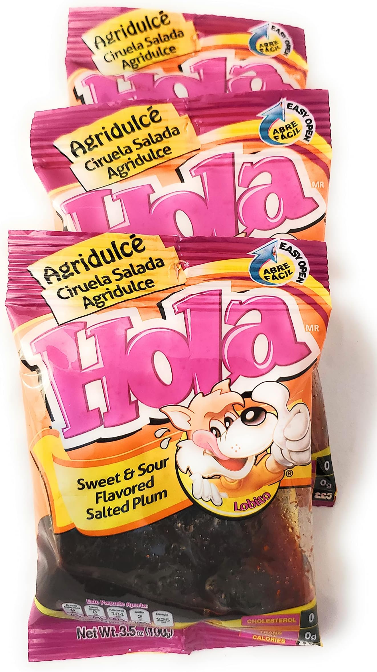 Salado Agriculce - Saladulces HOLA Lobito - Sweet and Sour Flavored Salted Plums - 3.5 oz - 3 units