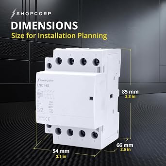 4 Pole Contactor 220V Coil Normally Open 63 amp IEC 400V AC Contactor with 220/240VAC Coil - Motor Load 40A and Lighting Load 60A (Silent Operation) | with Mounting Base for DIN Rail