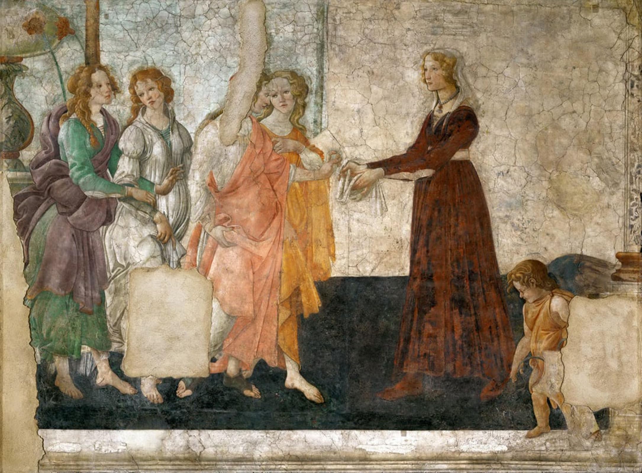 SERENDIPITP Vintage Picture Print on Canvas Wall Art Poster Venus and the three graces Offering Presents to a young girl by Sandro Botticelli Artwork Print Poster for Wall Decor 60x90cm