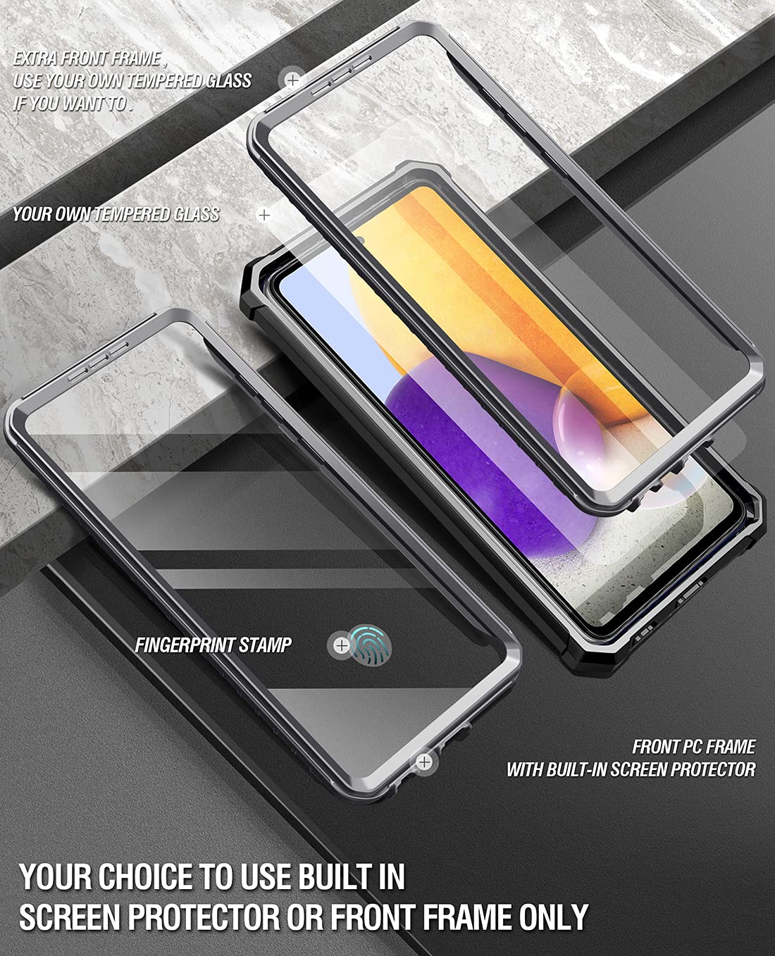 Poetic Guardian Hülle Für Samsung Galaxy A72 – Stoßfest, Mit Displayschutz, Fingerabdruck-ID Kompatibel, Grün