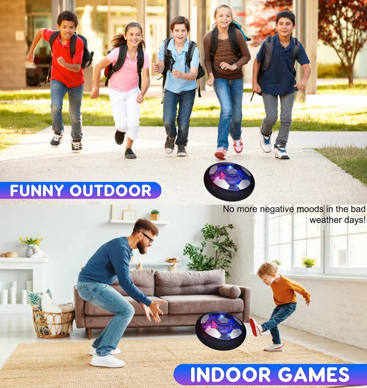 Hover Soccer Ball Kids Toys,Rechargeable Air Power Football Indoor Floating Soccer Ball with LED Light and Foam Bumper,Upgrade Air Training Soccer Ball Game Gifts for 3 4 5 6 7 8-12 Years Old Boy Girl : Toys & Games