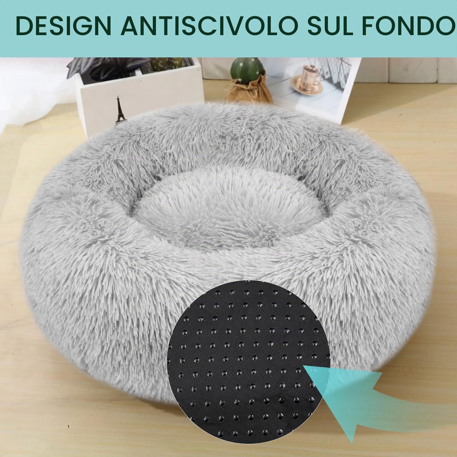 OKPOW Cuccia Morbida per Cani Gatto: Pelosa Lettino Puffy per Cuccioli Nuvola - Lavabile Peluche Ciambella Cuccia Calmante per Animali Domestici
