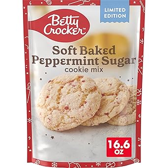 Betty Crocker Limited Edition Soft Baked Peppermint Sugar Cookie Mix, Holiday Cookies, 16.6 oz