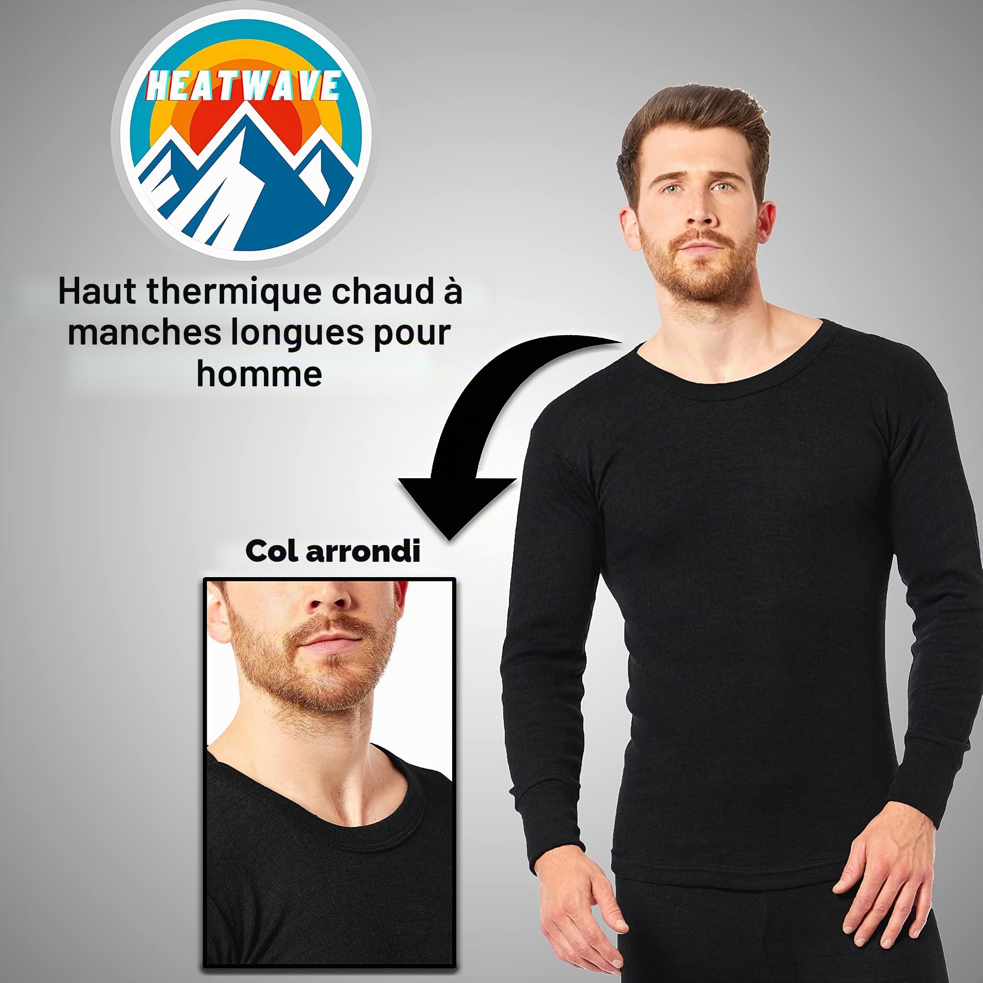 Heatwave® Lot de 2 hauts thermiques à manches longues pour homme