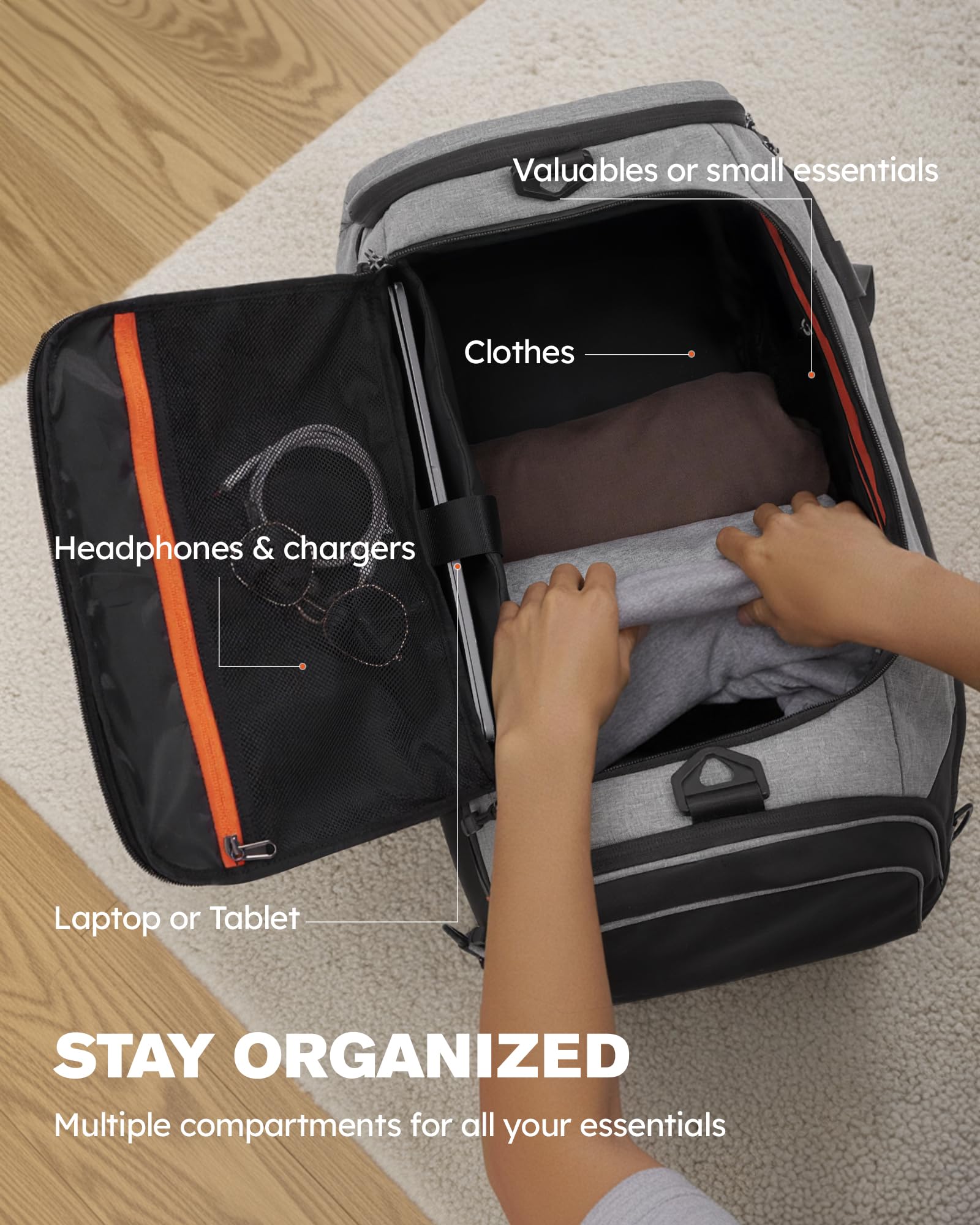 Tolaccea 47L Sporttasche mit Schuhfach Nassfach Reisetasche Duffel Bag Fitness Trainingstasche Herren Damen Gym (Grau)