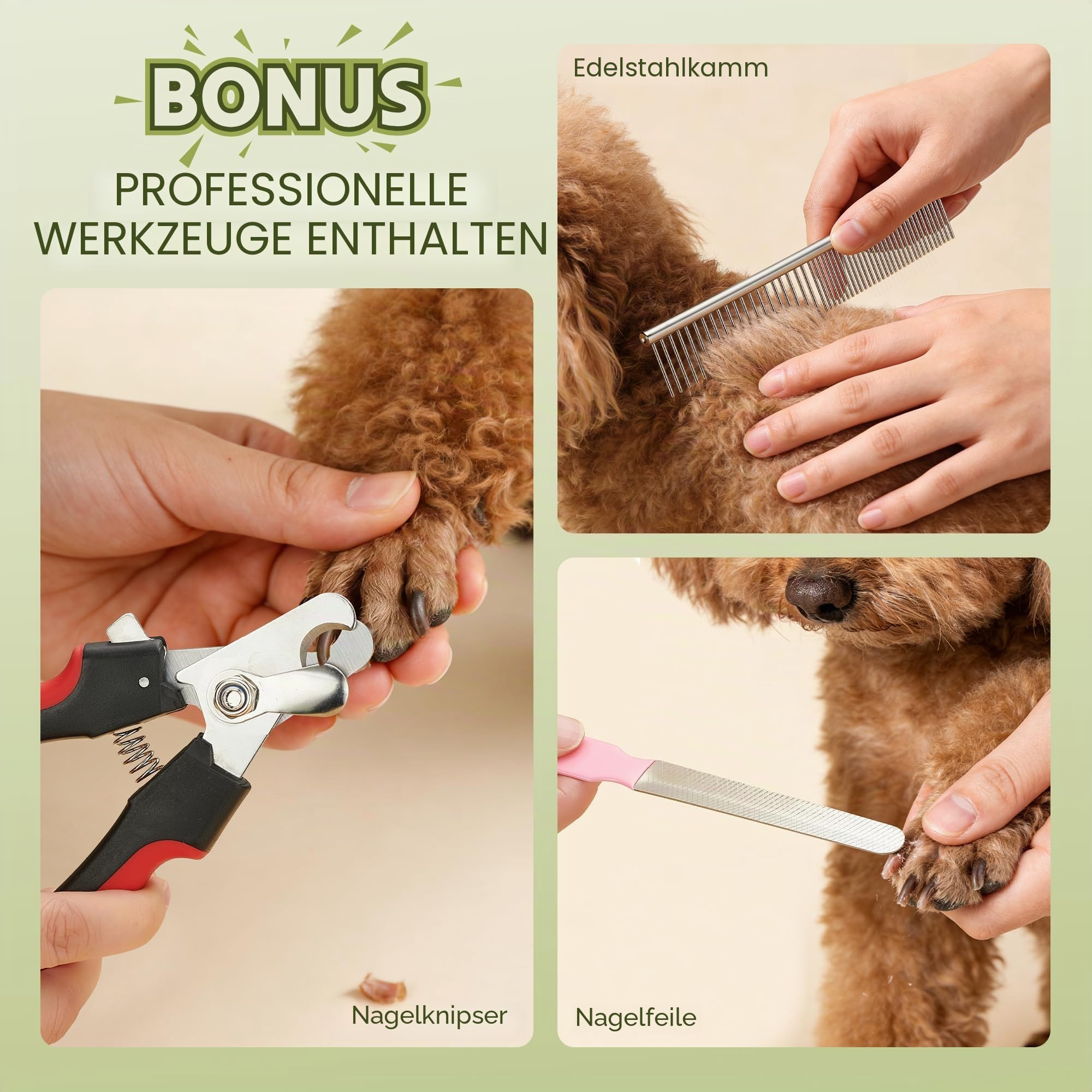 BarberBoss Kabelloser Haustier-Fellpflege-Clipper, Keramikklingen, LED-Display, schnelles Aufladen, elektrische Haustierschneidemaschine für Hunde und Katzen (Silber und Weiß) | Für Hunde und Katzen, Geräuscharm, LED-Anzeige, Wasserdicht, USB-aufladbar, K