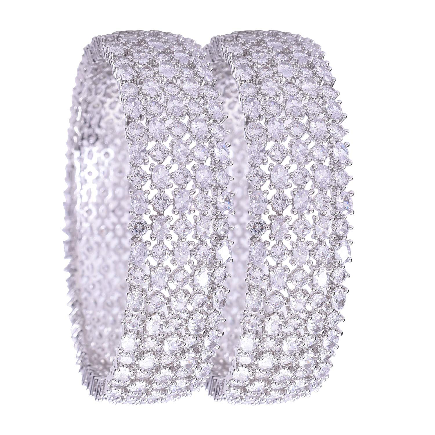 Ratnavali Jewels CZ Zirconia Gold Tone Diamond Bollywood Wedding Bangles Kada Jewelry Women Bride