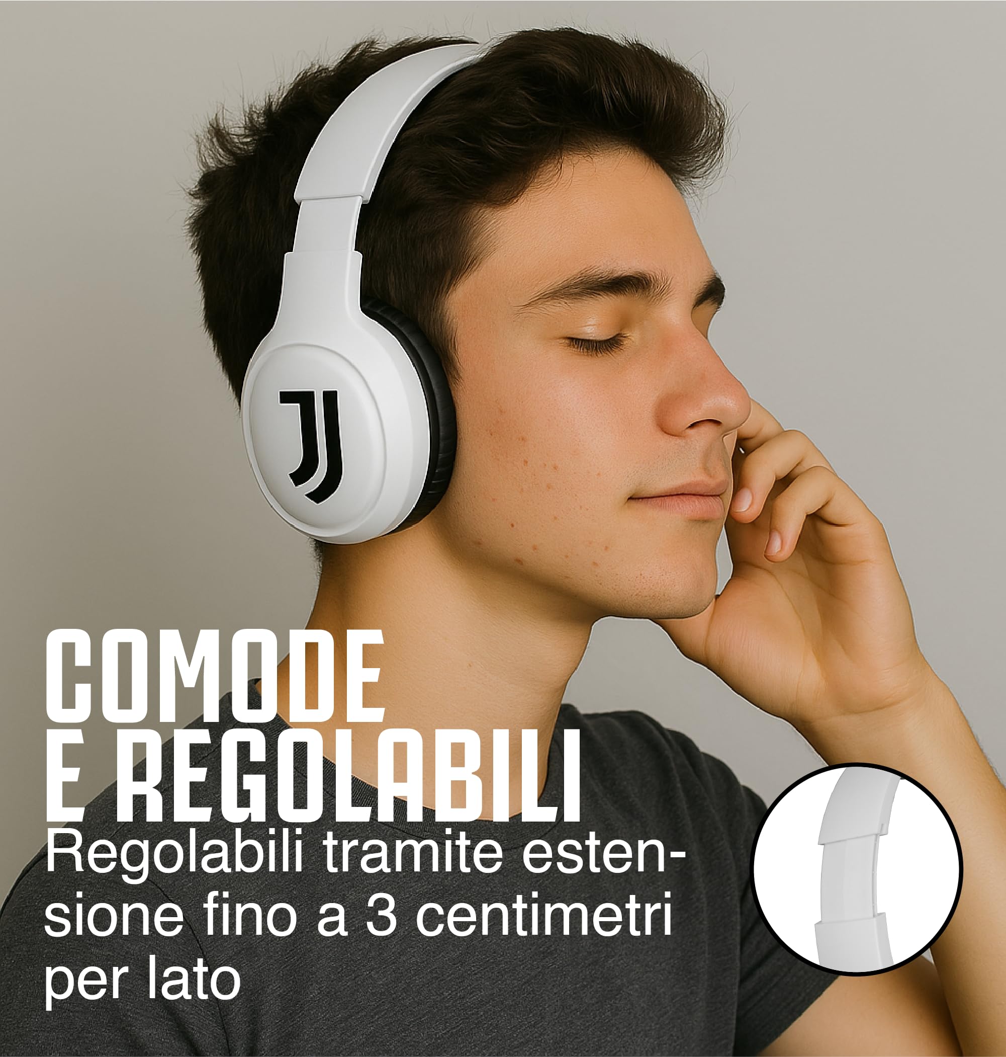 TECHMADE Juventus - Cuffie Senza Filo Cuffie Wireless Over-Ear, Cuffie Bluetooth Regolabili, Cuffie con Microfono Incorporato, HiFi Stereo, Micro SD Slot, per iPhone/Android/Viaggio/PC
