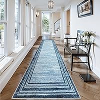Vista 19 de Lahome Alfombra Moderna Abstracta para Corredor, Lavable Azul 2.5x10, Alfombra de Cocina Antideslizante de 10 Pies, Corredores para Pasillos