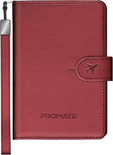 Promate PassMate Smart Leather Passport Holder with RFID Protection, Apple Find,My Global Tracker, Wireless Charging, 6-Mo Price In India