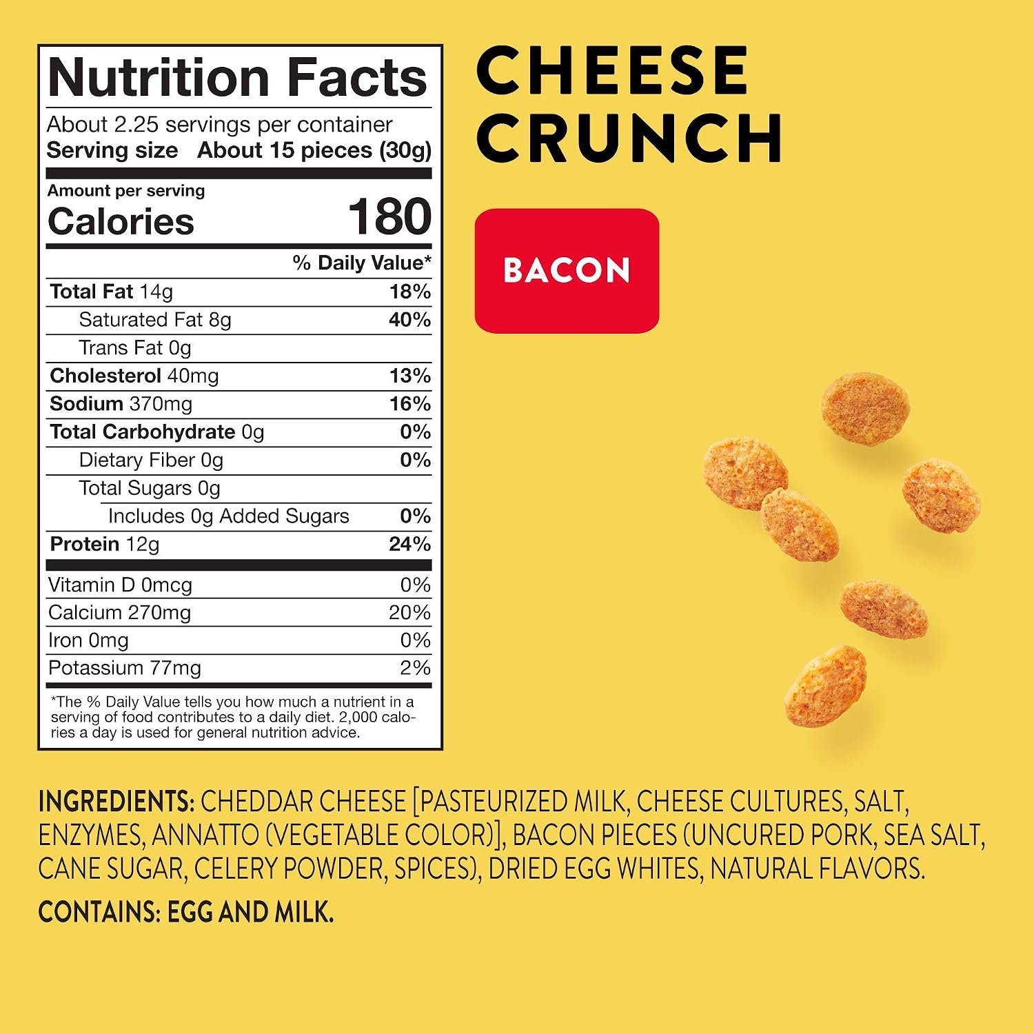 HighKey Snacks Cheese Crunch - Cheese & Egg White High Protein Cheese Crisps - Low Carb, Keto Friendly, Gluten Free, Healthy Snack - Ketogenic Food For Any Diet with Natural Ingredients - Variety