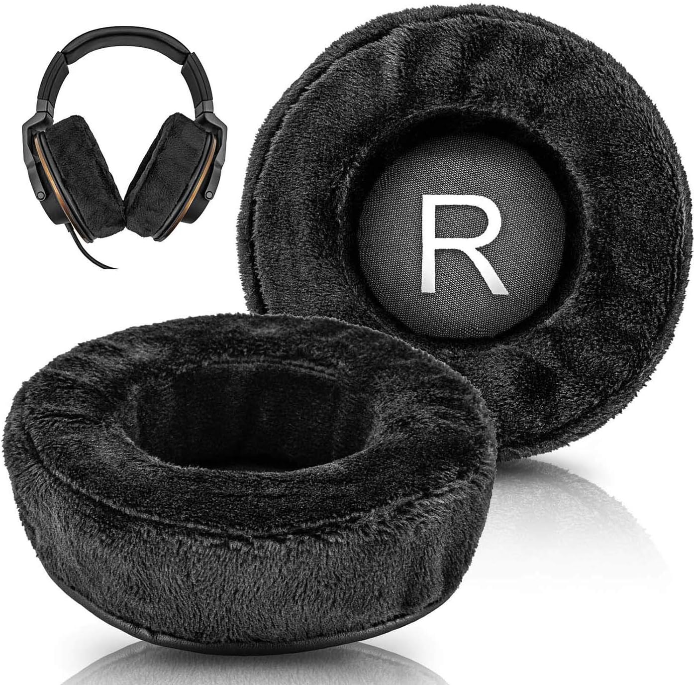 TRANSTEK Replacement Ear Pads Compatible with HD668B SR850 ATH-A900 ATH-AD500X ATH-A700 AD700X AD900X ATH-A990z ATH-R70X ATH D700X AD1000X AD2000X Headphones (Velour Black)