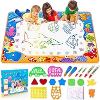 Toyk Water Doodle Mat Kids 3-7: Mess-Free Magic Water Drawing Pad 40x28 Ocean Design with Pens, Templates, Educational Toddler Toy