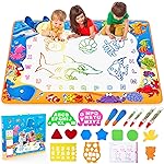 Water Doodle Mat- Kids Painting Writing Doodle Board Toy - Color Drawing Mat Bring Magic Pens Educational Toys for Age 3 4 5 6 7 8 9 10 Year Old Girls Boys Toddler Present