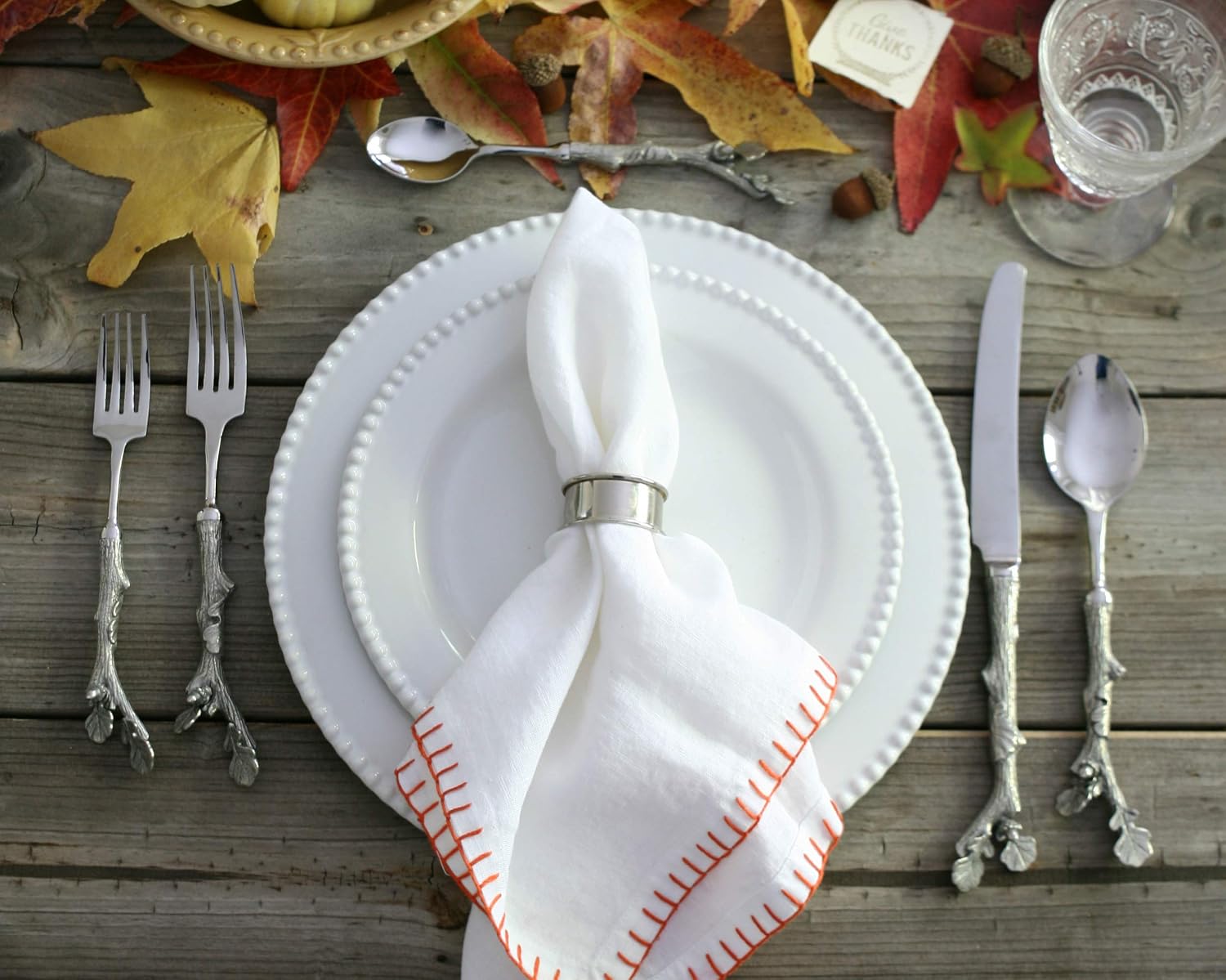 Vagabond House Pewter Acorn Flatware Set Place Setting (Set of 5 pieces) 9.5 inch Long