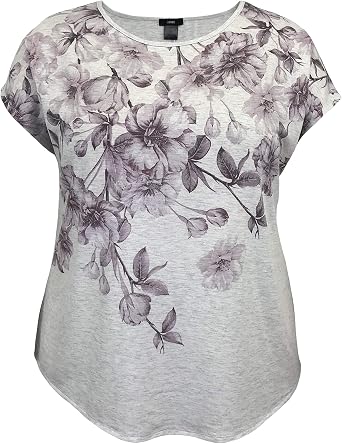LEEBE Women and Plus Size Crew Neck Dolman Short Sleeve Print Top Small-5X