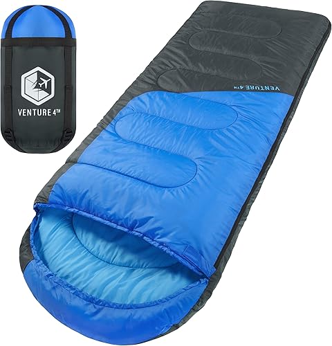 VENTURE 4TH - Saco de dormir para mochilero, ligero, cálido, pero también para tiempo frío, para adultos, niños o parejas, ideal para senderismo,