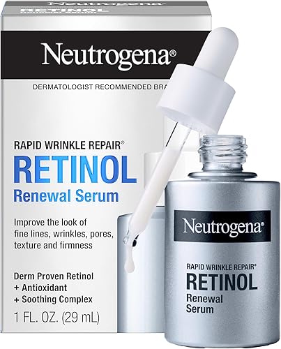 Neutrogena Rapid Wrinkle Repair Retinol Renewal Serum, Lightweight Anti-Aging Facial Serum with Pure Retinol & Antioxidants to Improve Wrinkles, Dullness & Dark Spots, 1 fl oz