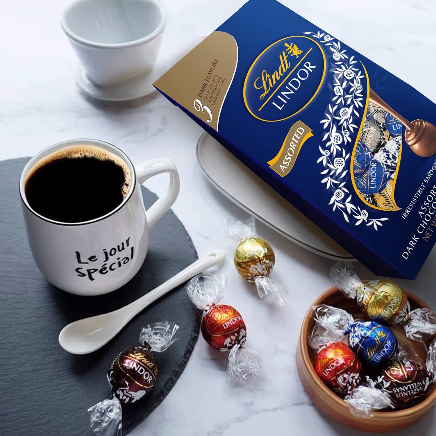 Lindt LINDOR Assorted Dark Chocolate Candy Truffles, Assorted Chocolate with Smooth, Melting Truffle Center, 15.2 oz. Bag : Grocery & Gourmet Food