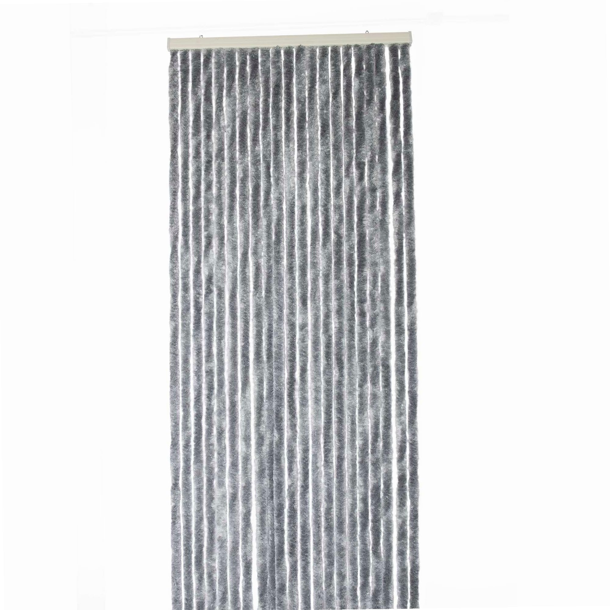 WERKA PRO Rideau Chenille Gris Foncé Uni - 120 x 220 cm - Protection Contre Insectes et Poussière - Tringle Ajustable et Anneaux de Suspension - Fibres Synthétiques Anti Effilochage