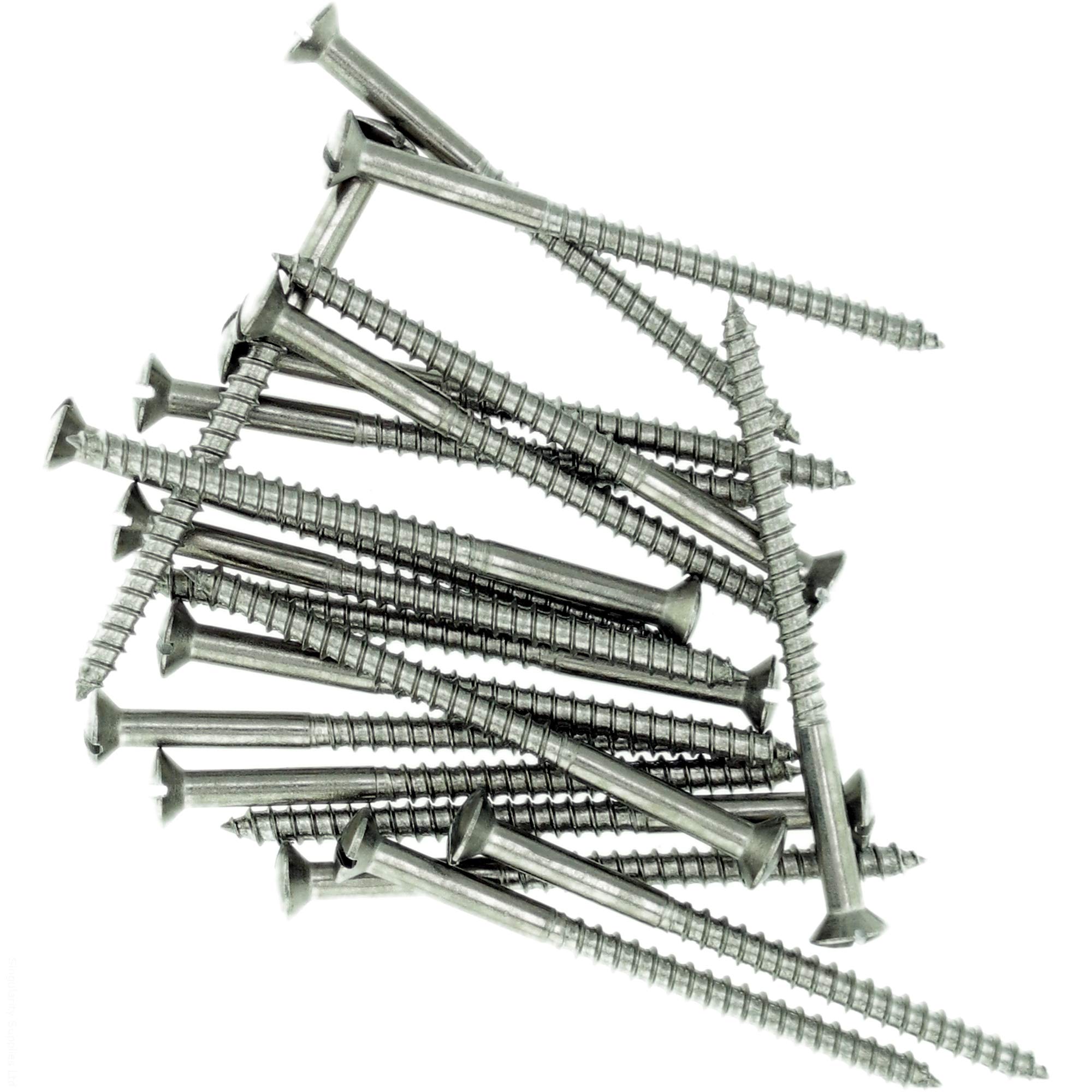 Singularity Supplies No.8 X 1.58 (4.0Mm X 40Mm) Slot Raised Countersunk Wood Screw - Stainless Steel (A2) (Pack Of 20)