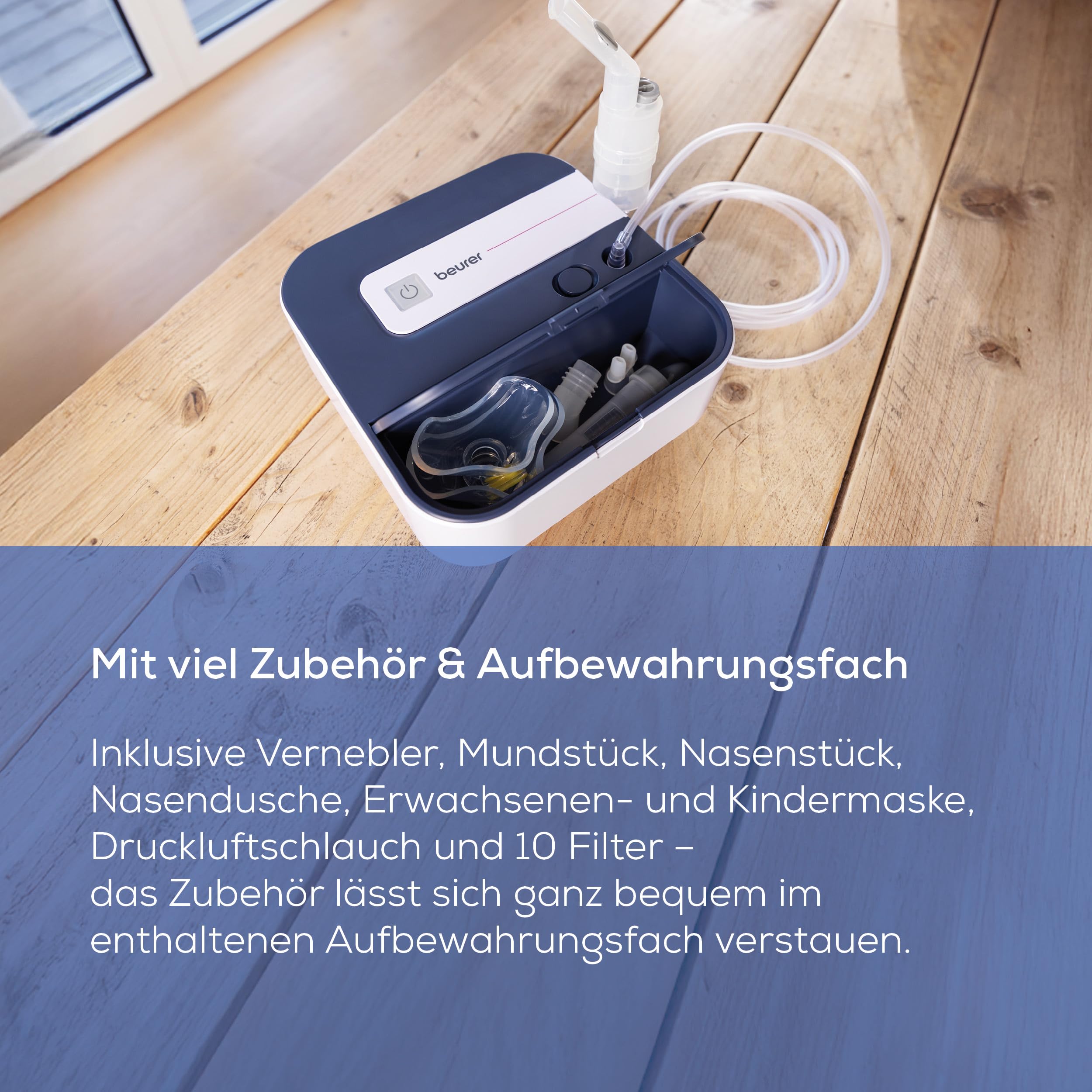 Beurer IH 28 Pro Inhalator, Verneblerset mit hochwertigen Silikonmasken & Nasendusche, hohe Vernebelungsleistung, Inhalationsgerät zur Atemwegstherapie, für Kinder & Erwachsene