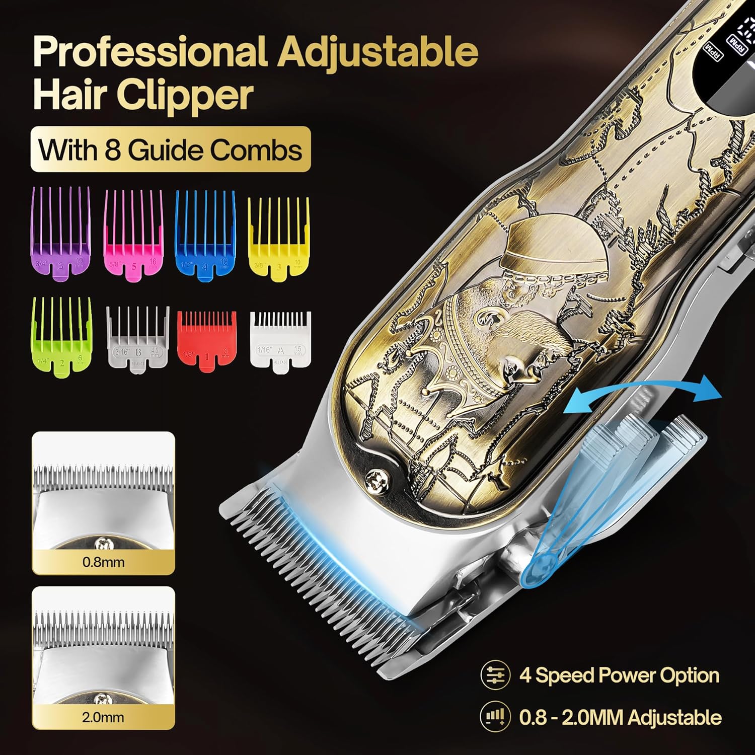 Professional Hair Clippers for Men Clippers and Trimmers Set, Cordless Hair Clippers, Haircutting Machine with Led Display for Barber Mens Grooming Kit - Image 2