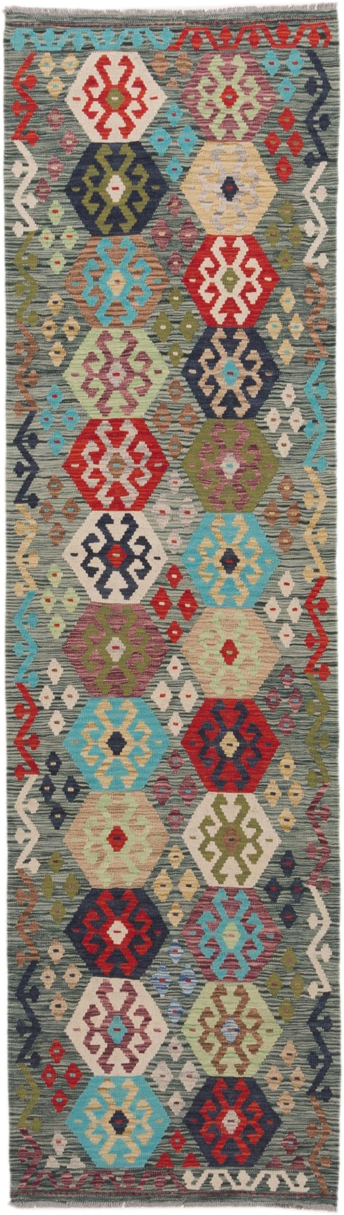 Tapis de Course Kilim Afghan Laine Tissé Main Tapis d'Orient 83x298