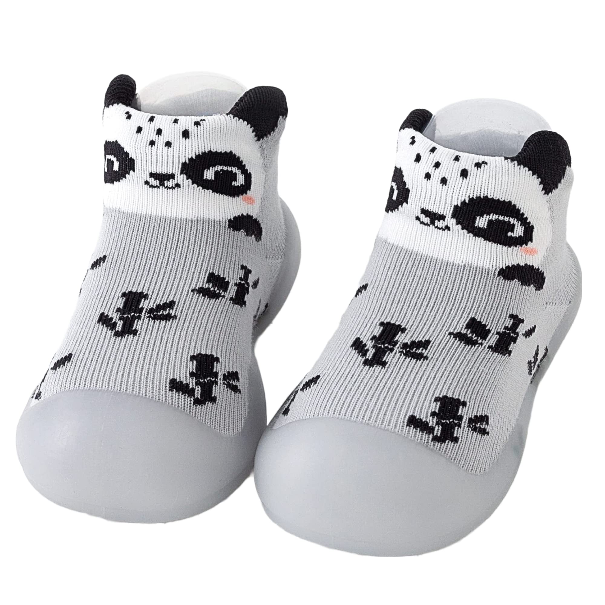 BabyioBaby Sock Shoe - Anti Slip First Walking Toddler Shoes for Boys & Girls - Soft Breathable Cotton Socks - Grey