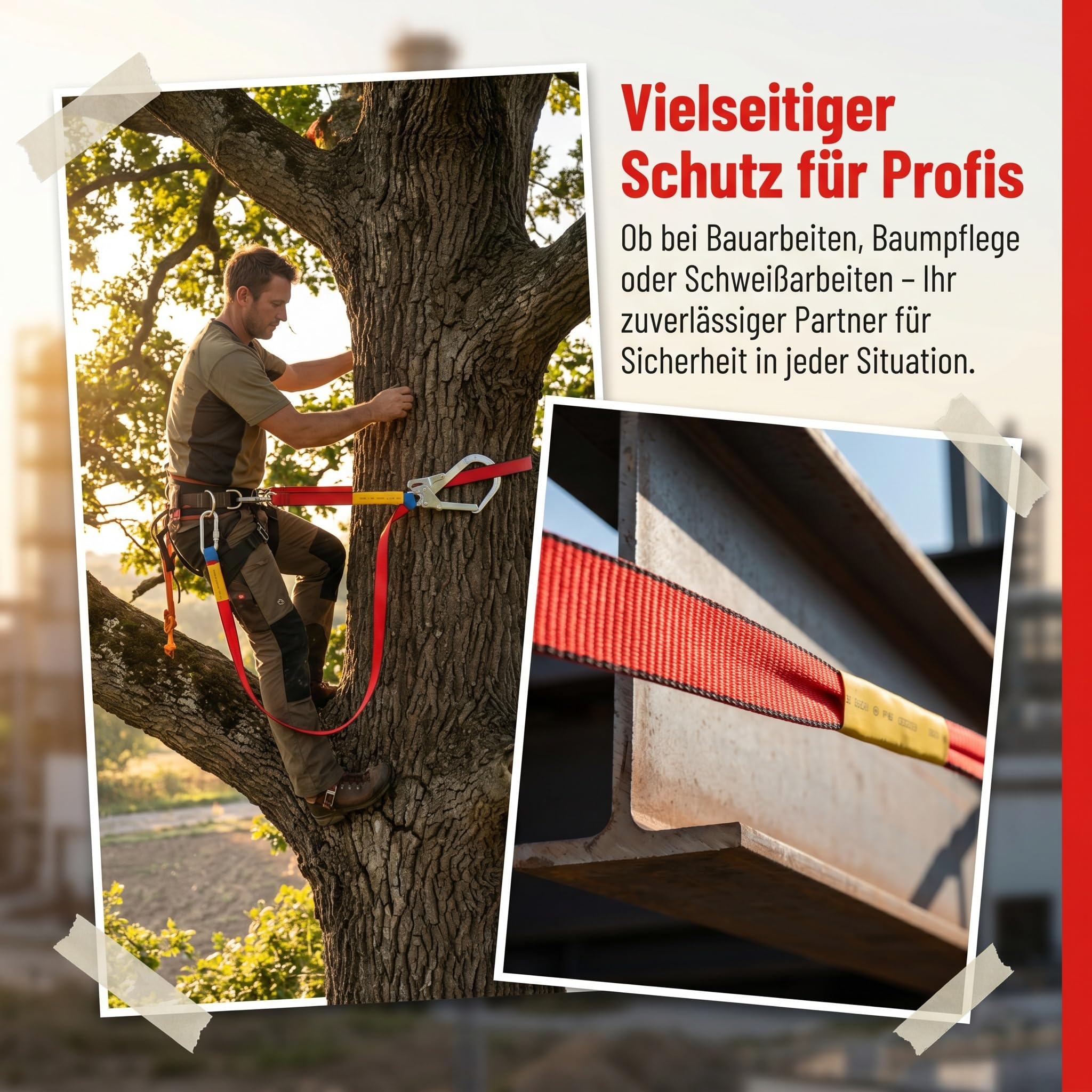 Sharplace Fallschutz Absturzsicherung Polyester Bandschlinge mit Doppel Legierungsstahl Karabinerhaken, Fallschutz Sicherheitsseil für Outdoor Baumklettern Bergsteigen Rettungsdienst