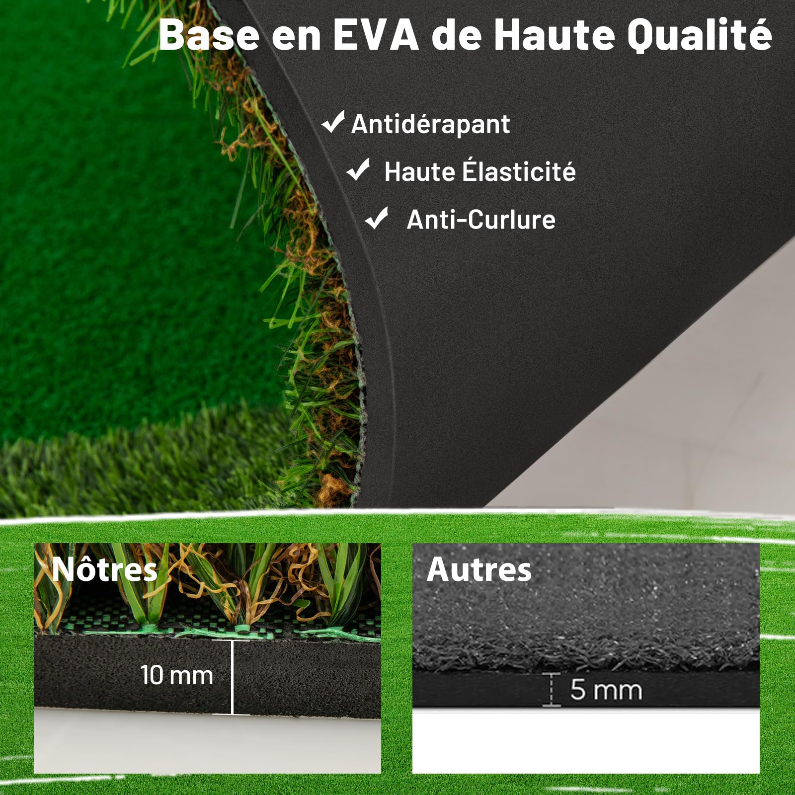 COSTWAY Tapis de Frappe de Golf 300 x 150 cm, Tapis d'Entraînement Professionnel avec 3 Trous et Balles de Golf, Green de Putting de Golf pour Intérieur & Extérieur
