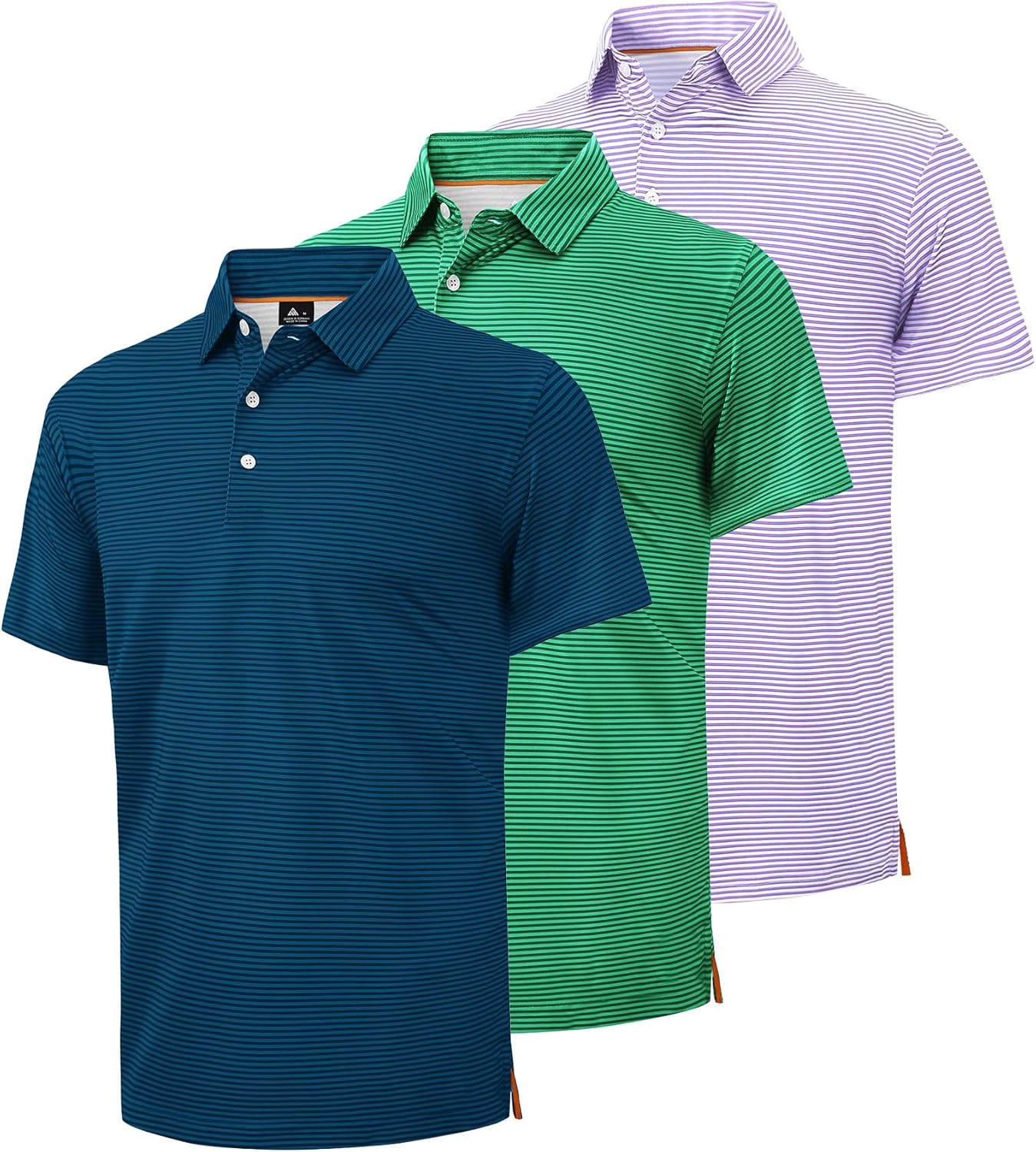 ZITY Men's Golf Polo Shirts Striped Moisture Wicking Performance Mens Polo Shirts Short Sleeve Golf Polo Shirts for Men