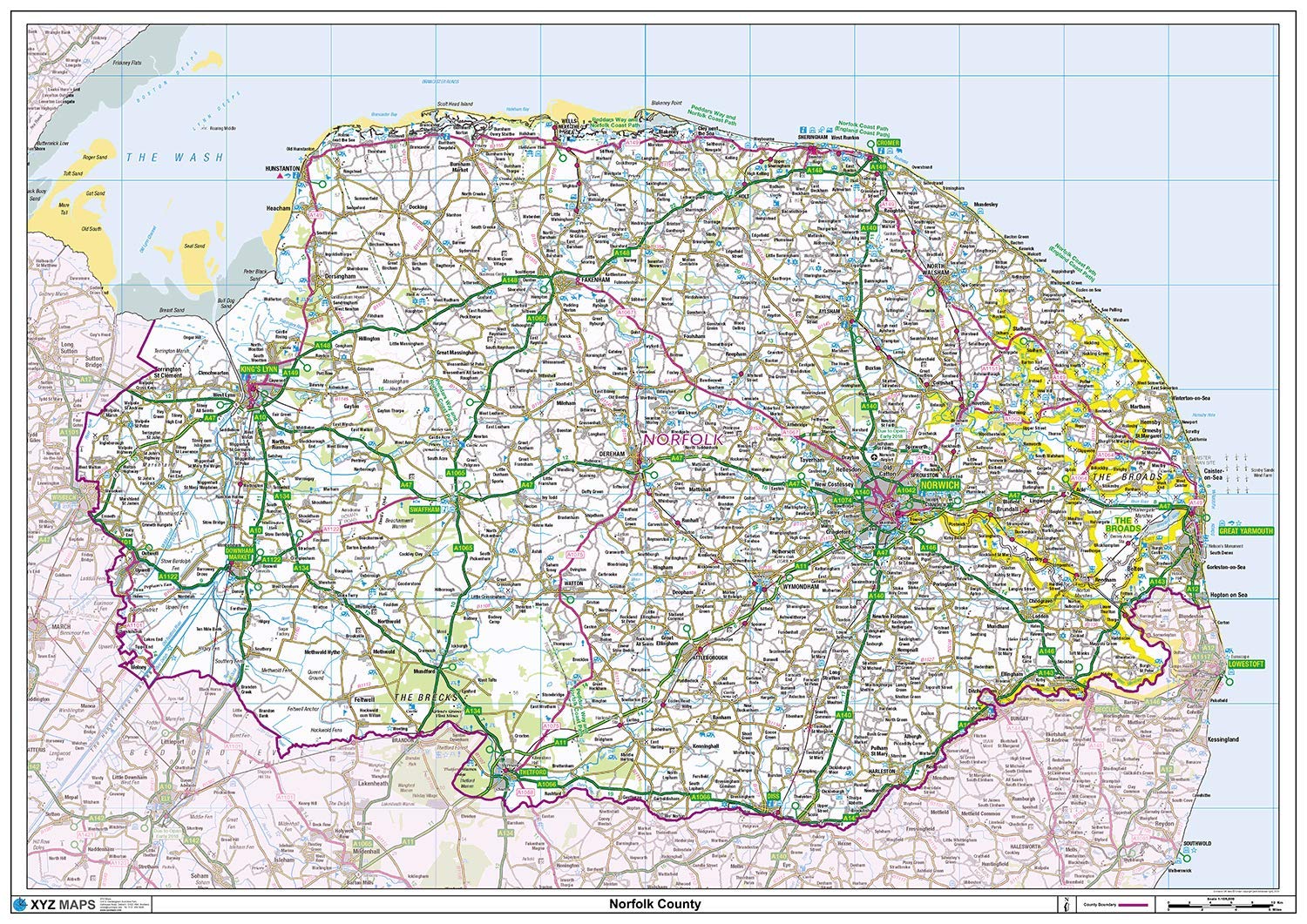 Norfolk County Map-Plastic Coated